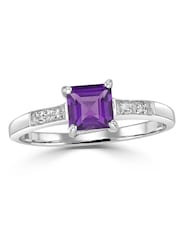 The Diamond Store 9K White Gold 0.63ct Amethyst and Diamond Ring - Image 3 of 6