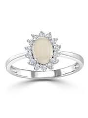 The Diamond Store 9K White Gold Opal 7 x 5mm And Diamond Ring - Image 3 of 5