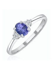 The Diamond Store 9K White Gold 0.35ct Blue Tanzanite And Diamond Ring - Image 1 of 6