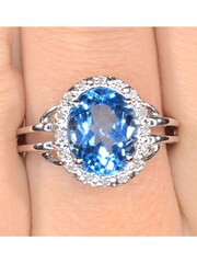 The Diamond Store 9K White Gold Topaz 3.42ct And Diamond Ring - Image 5 of 6
