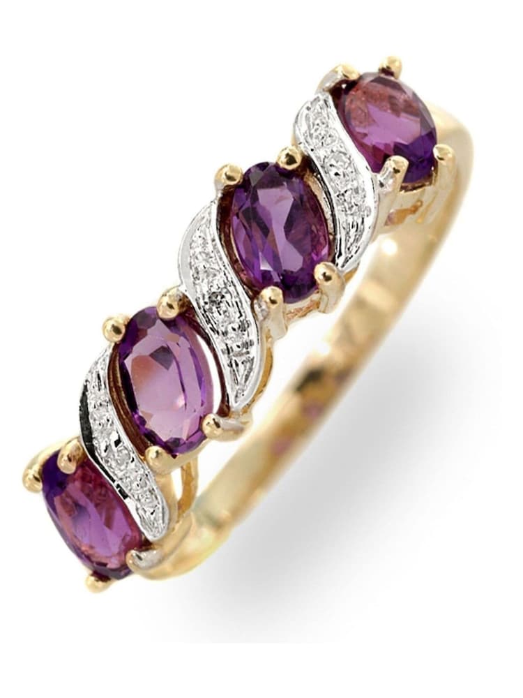 The Diamond Store 9K Gold 0.74ct Amethyst And Diamond Ring - Image 1 of 6