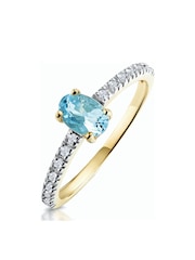 The Diamond Store 9K Yellow Gold 0.35CT Aquamarine And Diamond Ring - Image 3 of 5