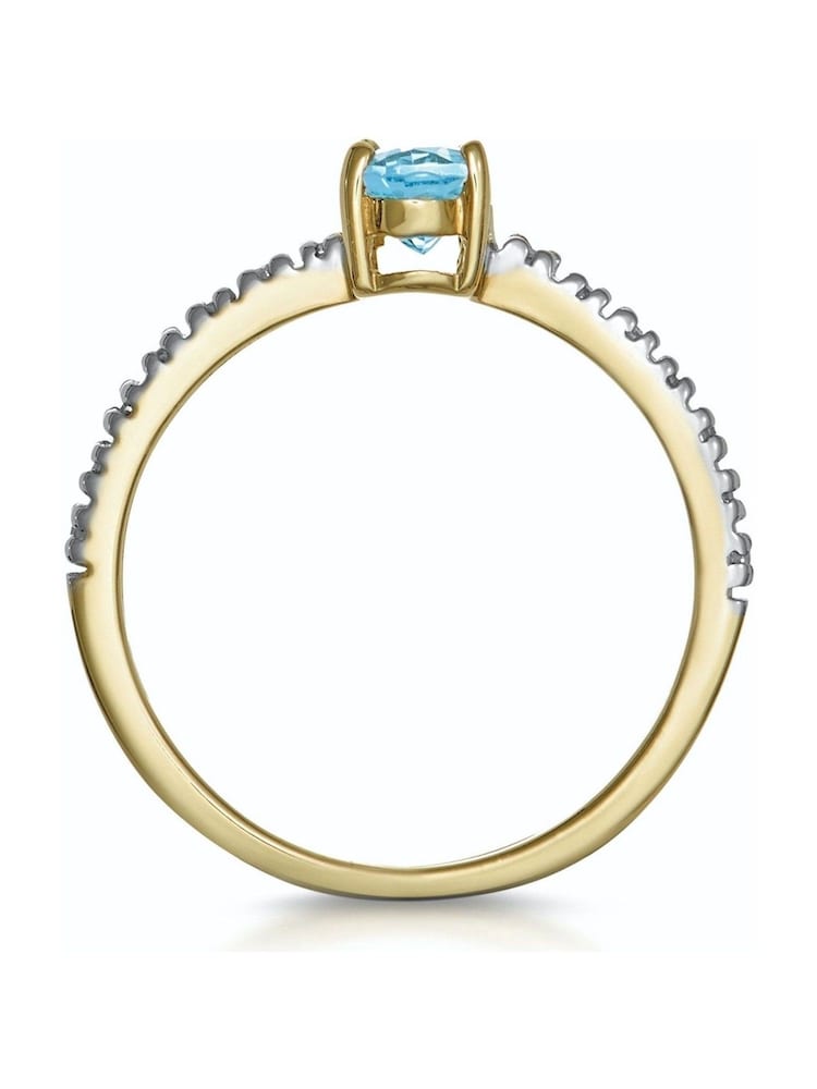 The Diamond Store 9K Yellow Gold 0.35CT Aquamarine And Diamond Ring - Image 5 of 5