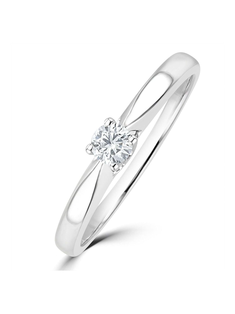 The Diamond Store 9K White Gold Tapered Design 0.15ct H/Si Lab Diamond Engagement Ring - Image 1 of 6