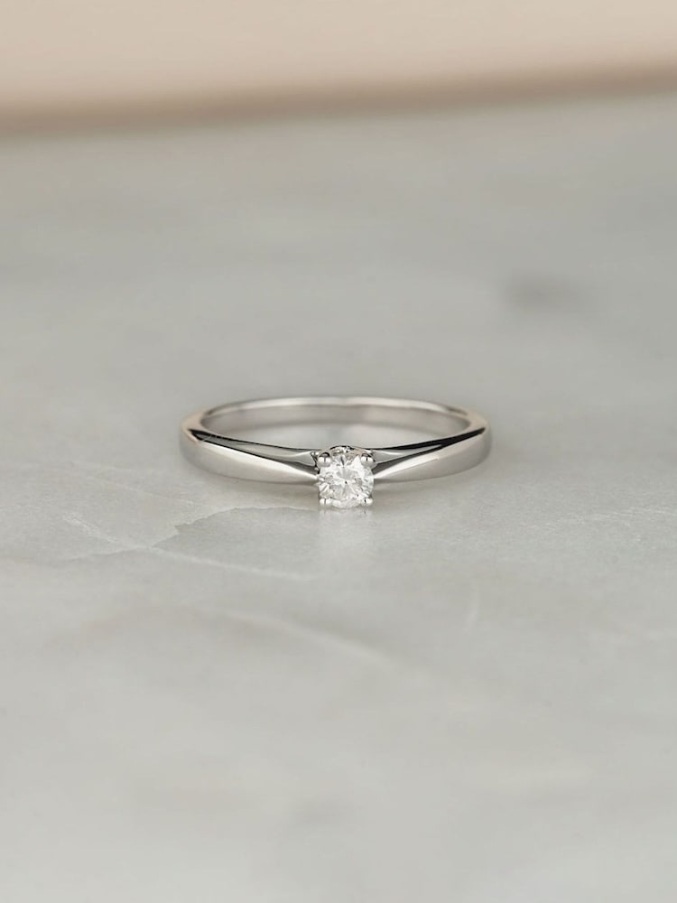 The Diamond Store 9K White Gold Tapered Design 0.15ct H/Si Lab Diamond Engagement Ring - Image 1 of 6 The Diamond Store 9K White Gold Tapered Design 0.15ct H/Si Lab Diamond Engagement Ring - Image 1 of 6
