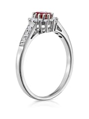 The Diamond Store 925 Silver Centre Ruby With Lab Diamonds 5 x 3mm Ring - Image 3 of 6