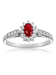 The Diamond Store 925 Silver Centre Ruby With Lab Diamonds 5 x 3mm Ring - Image 4 of 6