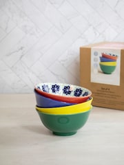 Kitchencraft Set of 4 Coloured Patterned Ceramic Cereal Bowls - صورة 1 من 4
