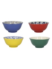 Kitchencraft Set of 4 Coloured Patterned Ceramic Cereal Bowls - صورة 3 من 4