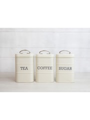 Kitchencraft Cream Vintage-Style Coffee, Sugar and Tea Canisters - Image 1 of 4