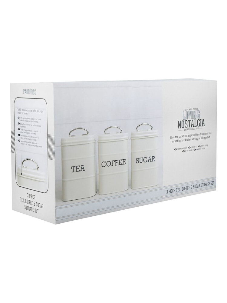 Kitchencraft Cream Vintage-Style Coffee, Sugar and Tea Canisters - Image 4 of 4