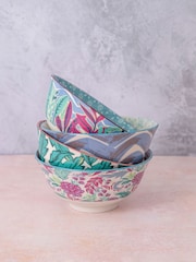 Kitchencraft Set of 4 Colourful Floral Ceramic Cereal Bowls - صورة 1 من 6