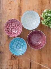 Kitchencraft Set of 4 Colourful Floral Ceramic Cereal Bowls - صورة 2 من 6