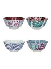 Kitchencraft Set of 4 Colourful Floral Ceramic Cereal Bowls - صورة 3 من 6