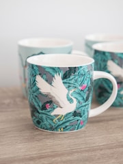 Kitchencraft Set of 4 Green Exotic Bird Colourful Ceramic Mugs - Image 3 of 6