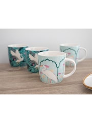 Kitchencraft Set of 4 Green Exotic Bird Colourful Ceramic Mugs - Image 4 of 6