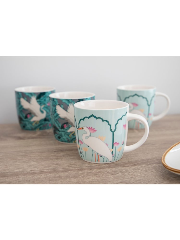 Kitchencraft Set of 4 Exotic Bird Colourful Ceramic Mugs - Image 4 of 6