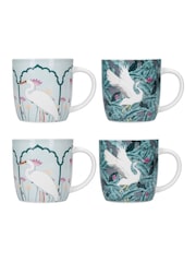 Kitchencraft Set of 4 Green Exotic Bird Colourful Ceramic Mugs - Image 6 of 6