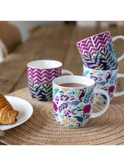 Kitchencraft Set 4 eksotičnih cvetličnih vzorčastih keramičnih skodelic - Slika 2 iz 6