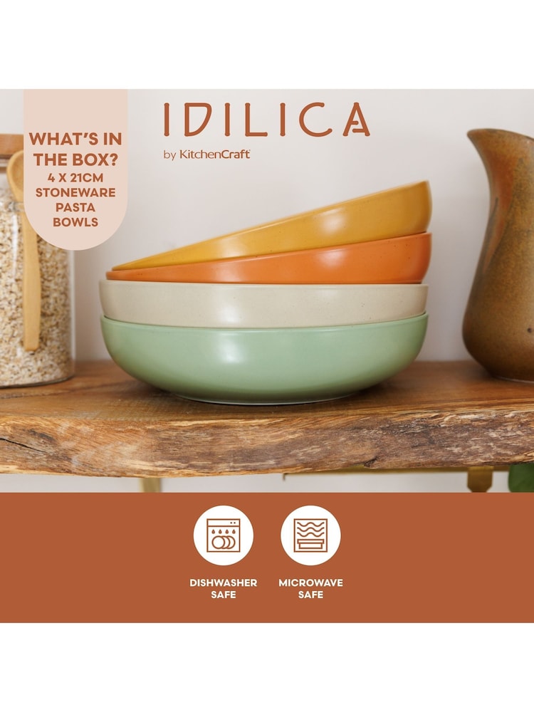 Kitchencraft Set of 4 Multi Coloured Stoneware Pasta Bowl - Image 3 of 6