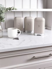 Kitchencraft Cream Textured Geometric Canisters Tea Coffee Sugar Set - Image 1 of 6