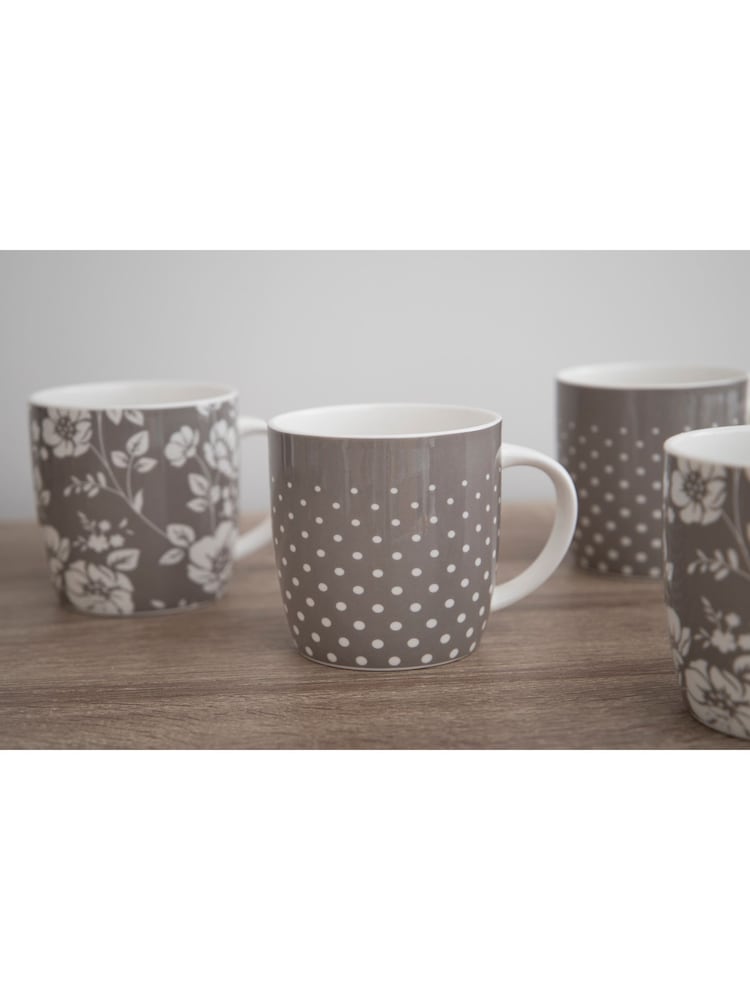 Kitchencraft Ensemble de 4 tasses en céramique Floral à pois - Image 3 of 6