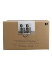 Kitchencraft Set of 4 Grey Floral Polka Dot Ceramic Mugs - Image 6 of 6