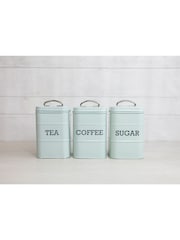 Kitchencraft Blue Metal Coffee Sugar and Tea Canisters - Image 1 of 4