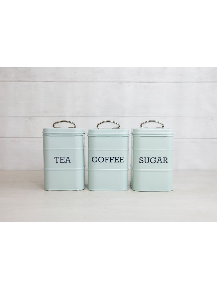 Kitchencraft Blue Metal Coffee Sugar and Tea Canisters - Image 1 of 4