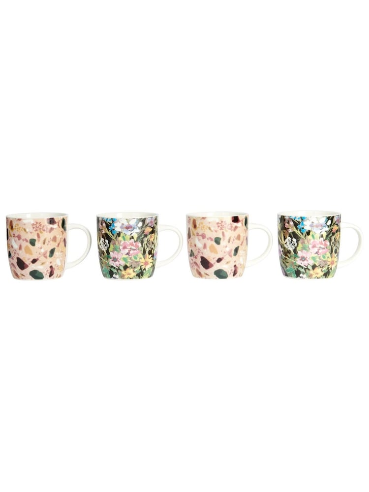 Kitchencraft lot de 4 tasses en céramique colorée à fleurs en terrazzo - Image 3 of 5