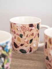 Kitchencraft Set of 4 Green Terrazzo Floral Colourful Ceramic Mugs - Image 4 of 5