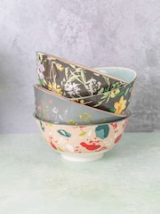 Kitchencraft Set of 4 Patterned Floral Ceramic Cereal Bowls - صورة 1 من 5