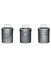 Kitchencraft Set of 4 Grey Metal Coffee Sugar and Tea Canisters - Image 4 of 6