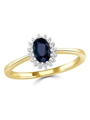 The Diamond Store 9K Gold Sapphire 6 x 4mm And Diamond Ring - Image 4 of 6