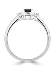 The Diamond Store 9K White Gold Sapphire 6 x 4mm And Diamond Ring - Image 4 of 6