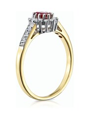The Diamond Store Red Ruby 5 x 3mm And Diamond 9K Gold Ring - Image 4 of 6