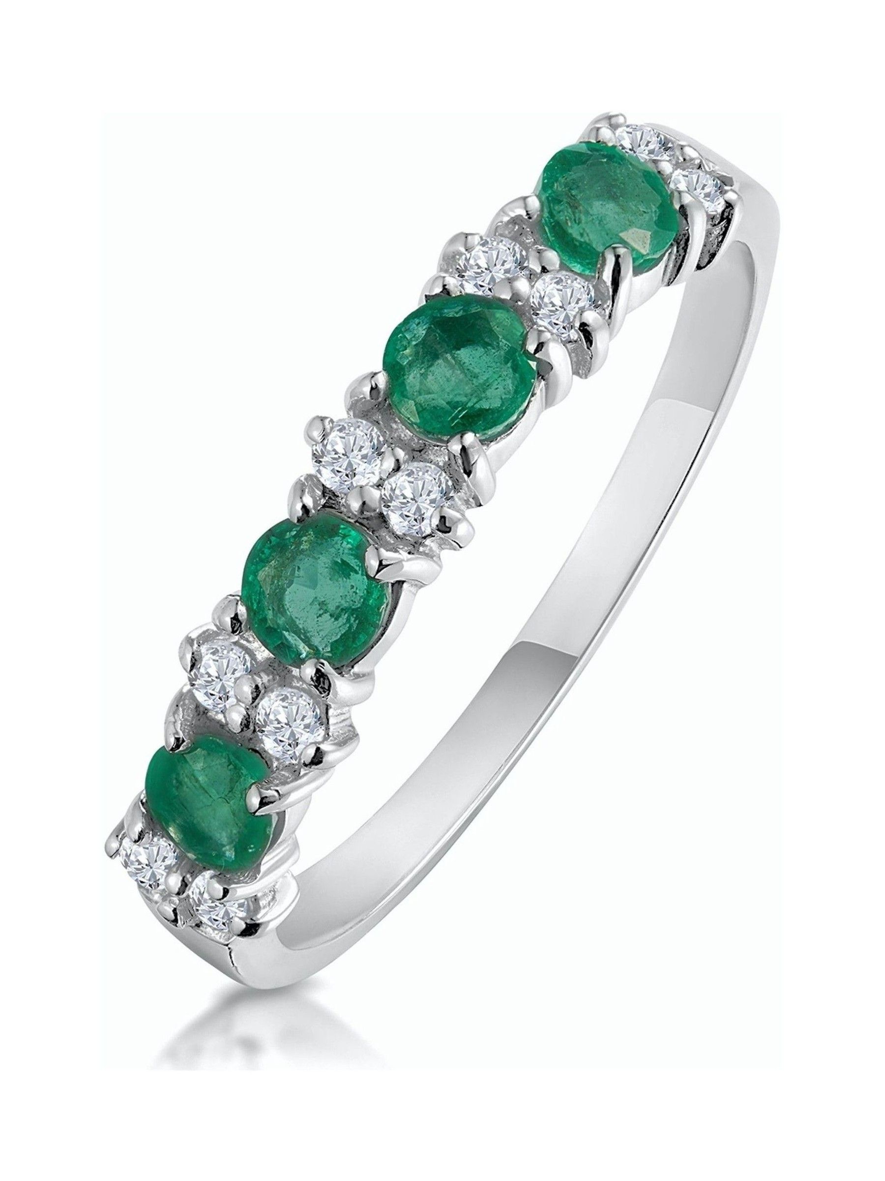 Buy The Diamond Store 9K White Gold Green Emerald 0.60ct And Diamond