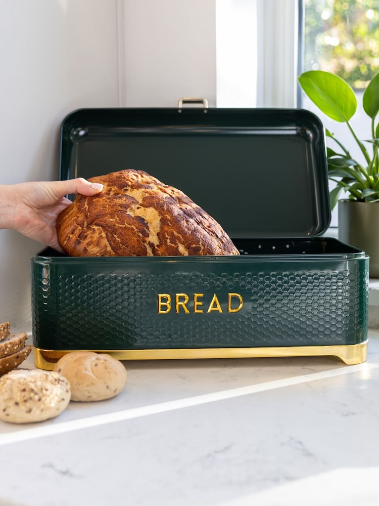 Kitchencraft Green Textured Bread Bin Modern Design - Image 2 of 6