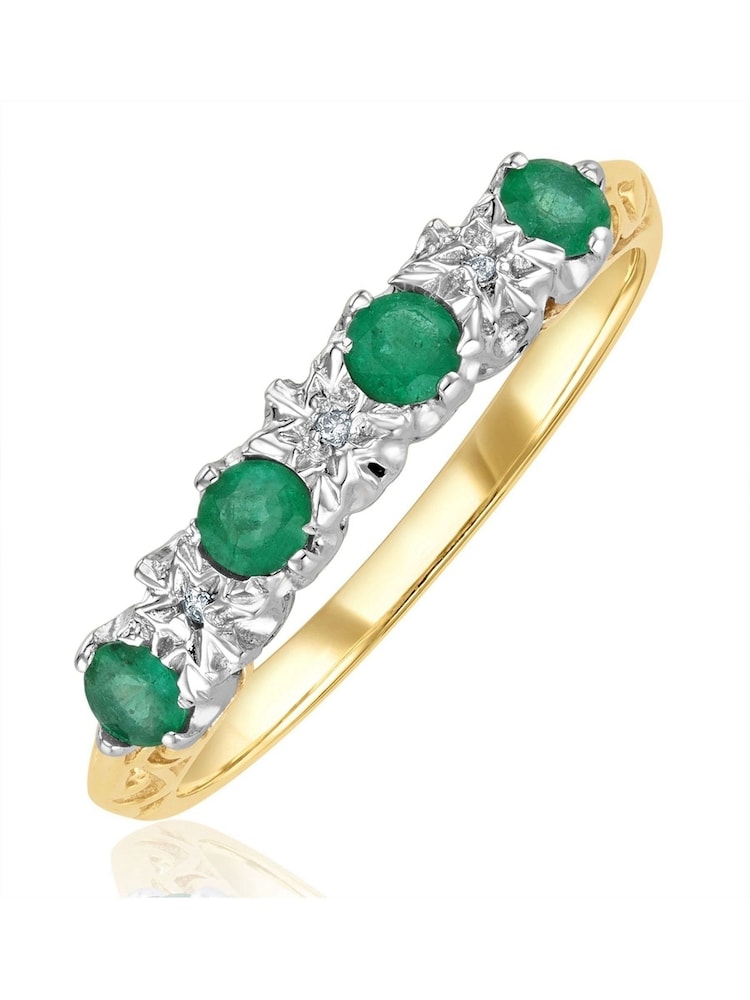 The Diamond Store 9K Gold Emerald 0.28ct And Diamond Ring - Image 1 of 6