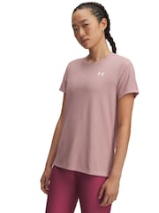 Under Armour Light Pink Tech Rib Crew Neck T-Shirt - Image 1 of 2