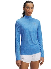 Under Armour Blue Tech Twist 1/2 Zip Sweat Top - Image 1 of 3
