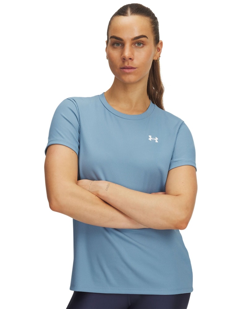 Under Armour Light Blue Tech Rib Crew Neck T-Shirt - Image 1 of 2 Under Armour Light Blue Tech Rib Crew Neck T-Shirt - Image 1 of 2