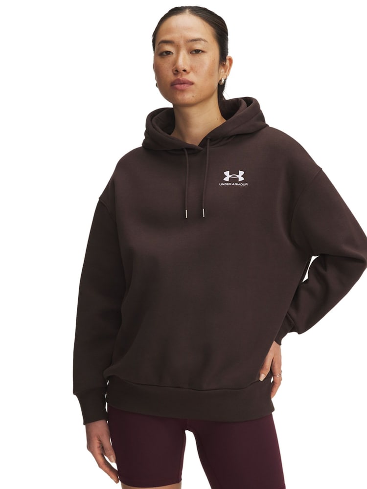 Marrón - Sudadera básica de corte extragrande con capucha en polar de Under Armour - Imagen 1 de 3