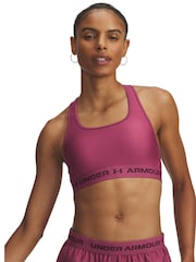 Under Armour Baby Pink Crossback Mid Support Bra - Image 1 of 2