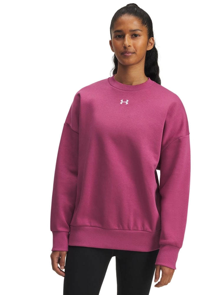Under Armour Pink Oversize Rival Fleece Crew Sweatshirt - Image 1 of 3