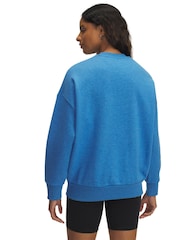 Under Armour Blue Oversized Rival Fleece Crew Sweatshirt - Image 2 of 3