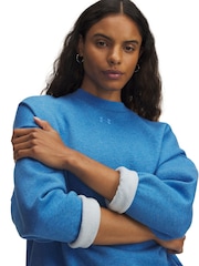 Under Armour Blue Oversized Rival Fleece Crew Sweatshirt - Image 3 of 3