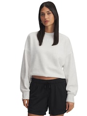 Under Armour White Oversized Rival Fleece Crew Sweatshirt - Image 1 of 3