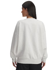 Under Armour White Oversized Rival Fleece Crew Sweatshirt - Image 2 of 3