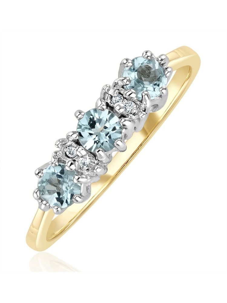 The Diamond Store 9K Gold Blue Topaz 0.50CT And Diamond Ring - Image 1 of 5 The Diamond Store 9K Gold Blue Topaz 0.50CT And Diamond Ring - Image 1 of 5